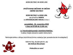 Krvodajalska akcija 2018 NOVEMBER